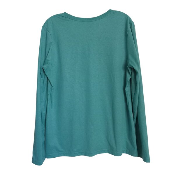 Patagonia Women's Crew-Neck Top XL Floral Teal Long-Sleeved Shirt - Picture 2 of 7